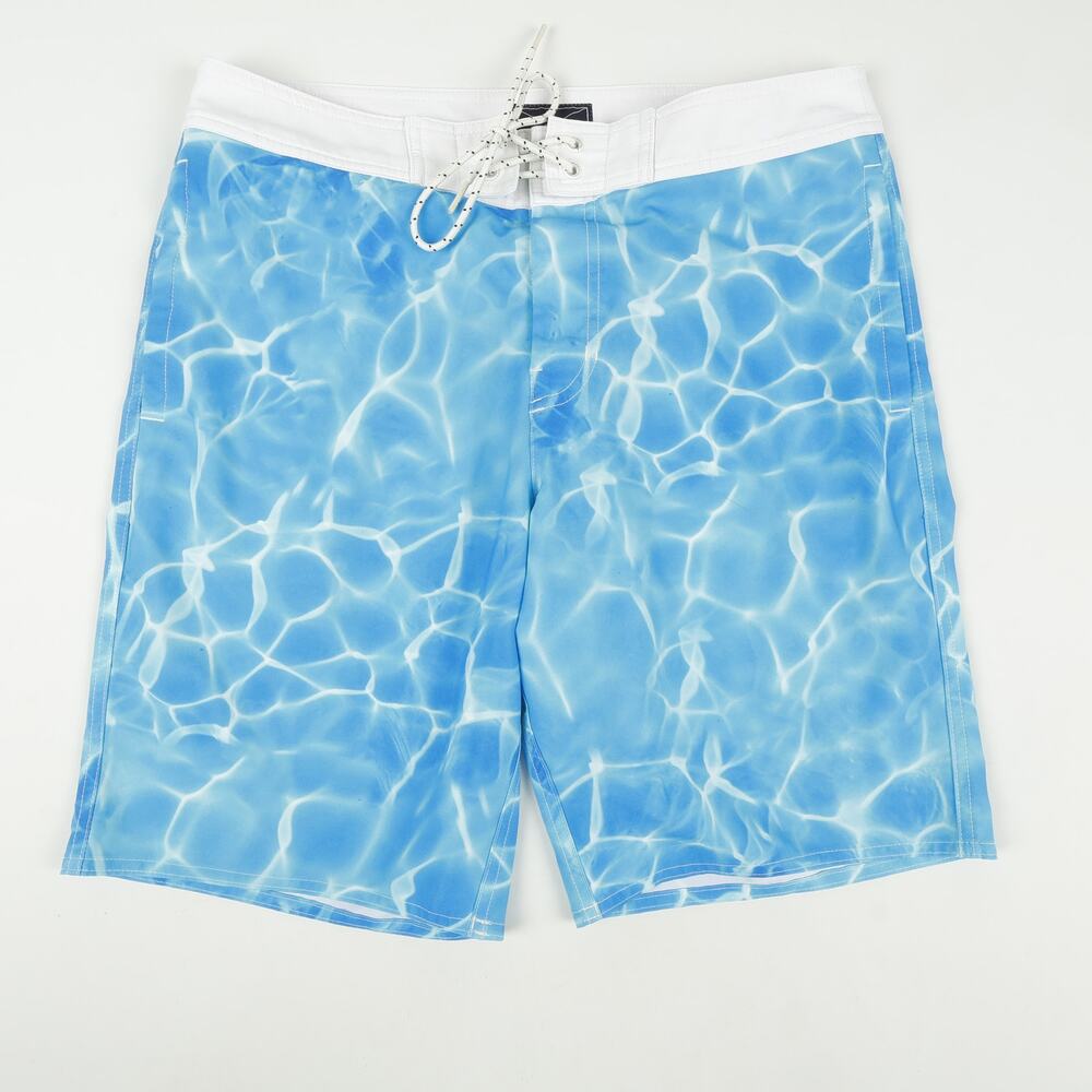 American Eagle Mens M Board Shorts Swim Trunks Blue Water Ripple Print AOP